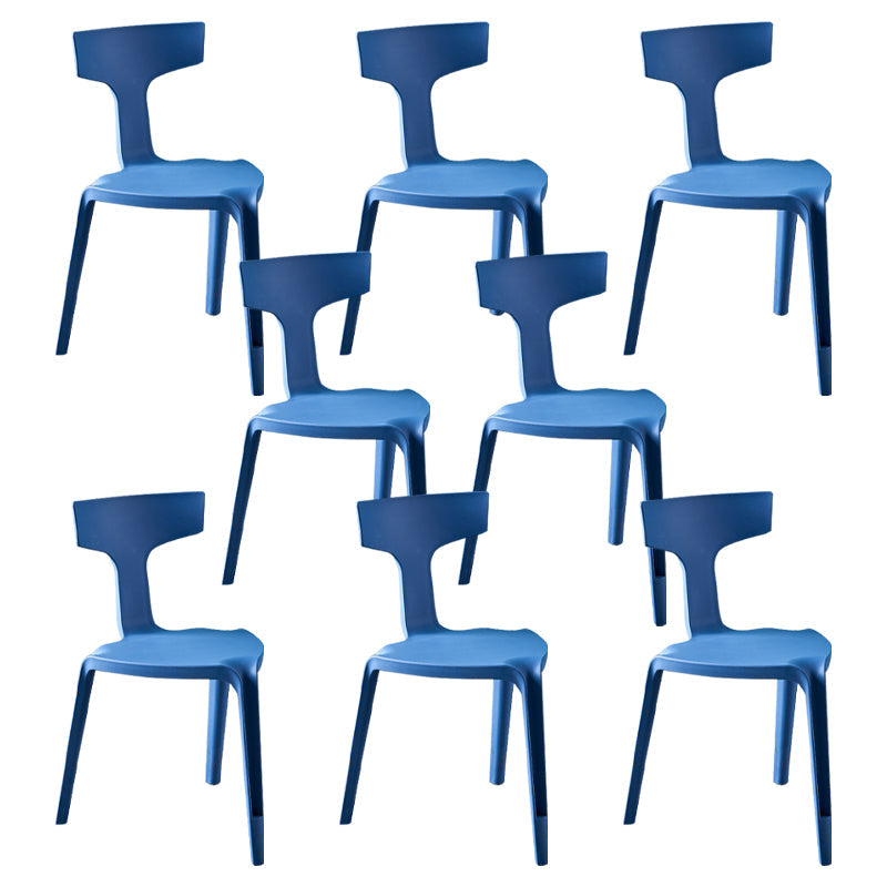 Contemporary Style Side Chair Plastic Slat Back Dining Room Chair for Indoor Blue 8 Piece Set Clearhalo 'Dining Chairs' 'Dining Tables & Seating' 'dining_chair' 'furn' 'furn_dining_chair' 'Furniture' 'Kitchen & Dining Furniture' 7499553