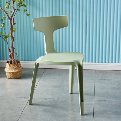Contemporary Style Side Chair Plastic Slat Back Dining Room Chair for Indoor Green 1 Piece Clearhalo 'Dining Chairs' 'Dining Tables & Seating' 'dining_chair' 'furn' 'furn_dining_chair' 'Furniture' 'Kitchen & Dining Furniture' 7499554