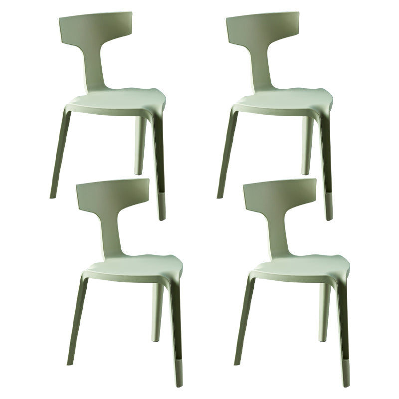 Contemporary Style Side Chair Plastic Slat Back Dining Room Chair for Indoor Green 4 Piece Set Clearhalo 'Dining Chairs' 'Dining Tables & Seating' 'dining_chair' 'furn' 'furn_dining_chair' 'Furniture' 'Kitchen & Dining Furniture' 7499556