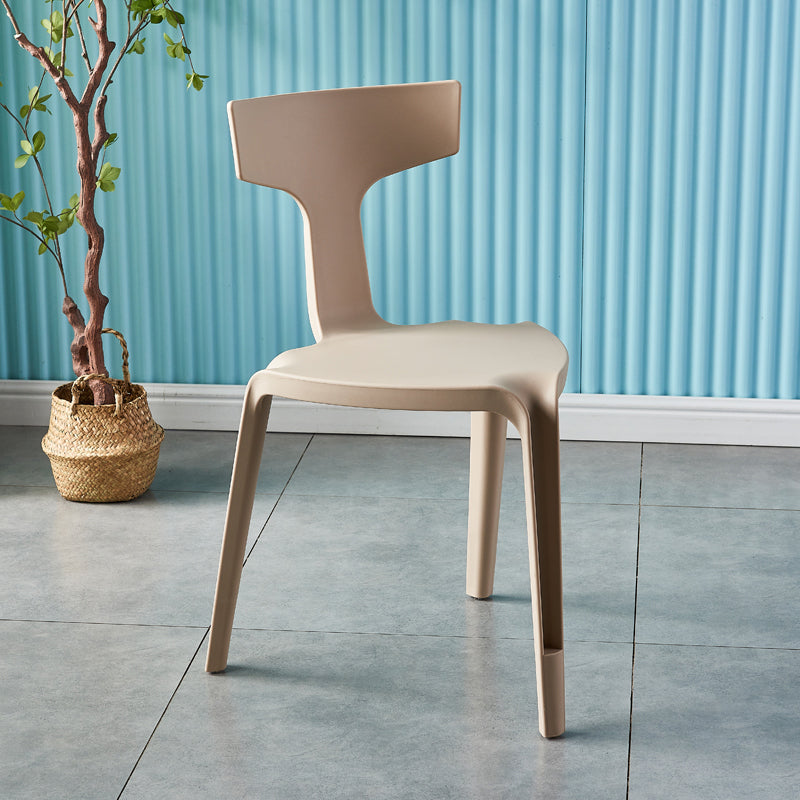 Contemporary Style Side Chair Plastic Slat Back Dining Room Chair for Indoor Khaki 1 Piece Clearhalo 'Dining Chairs' 'Dining Tables & Seating' 'dining_chair' 'furn' 'furn_dining_chair' 'Furniture' 'Kitchen & Dining Furniture' 7499559