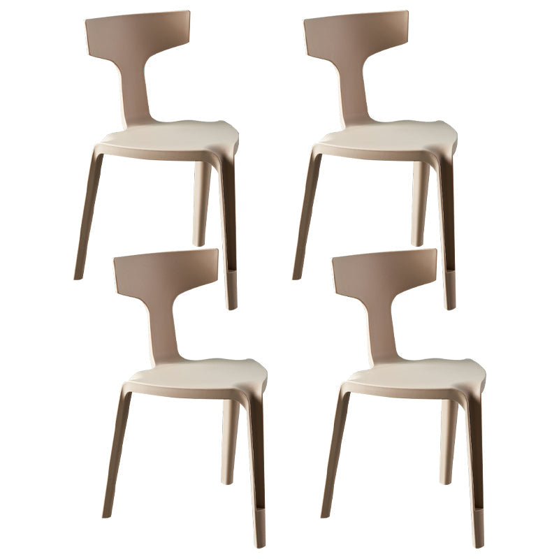 Contemporary Style Side Chair Plastic Slat Back Dining Room Chair for Indoor Khaki 4 Piece Set Clearhalo 'Dining Chairs' 'Dining Tables & Seating' 'dining_chair' 'furn' 'furn_dining_chair' 'Furniture' 'Kitchen & Dining Furniture' 7499561