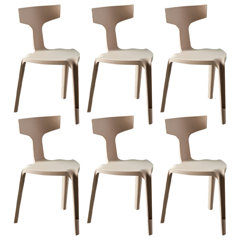 Contemporary Style Side Chair Plastic Slat Back Dining Room Chair for Indoor Khaki 6 Piece Set Clearhalo 'Dining Chairs' 'Dining Tables & Seating' 'dining_chair' 'furn' 'furn_dining_chair' 'Furniture' 'Kitchen & Dining Furniture' 7499562