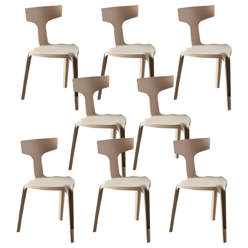 Contemporary Style Side Chair Plastic Slat Back Dining Room Chair for Indoor Khaki 8 Piece Set Clearhalo 'Dining Chairs' 'Dining Tables & Seating' 'dining_chair' 'furn' 'furn_dining_chair' 'Furniture' 'Kitchen & Dining Furniture' 7499563