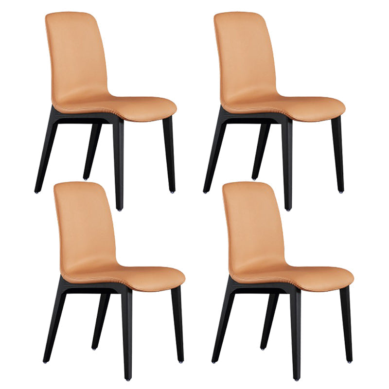 Contemporary Style Side Chair Wood Solid Back Dining Room Chair for Dining Room Orange 4 Piece Set Clearhalo 'Dining Chairs' 'Dining Tables & Seating' 'dining_chair' 'furn' 'furn_dining_chair' 'Furniture' 'Kitchen & Dining Furniture' 7499670
