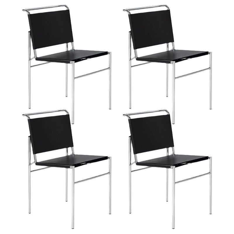 Contemporary Style Side Chair Metal Open Back Dining Room Chair for Indoor Black 4 Piece Set Clearhalo 'Dining Chairs' 'Dining Tables & Seating' 'dining_chair' 'furn' 'furn_dining_chair' 'Furniture' 'Kitchen & Dining Furniture' 7499733