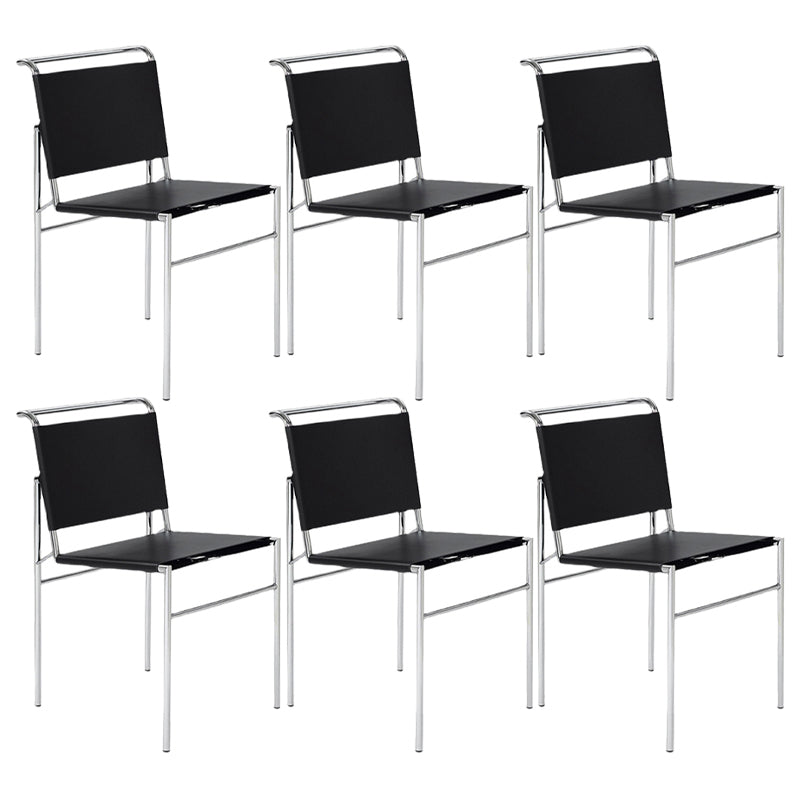 Contemporary Style Side Chair Metal Open Back Dining Room Chair for Indoor Black 6 Piece Set Clearhalo 'Dining Chairs' 'Dining Tables & Seating' 'dining_chair' 'furn' 'furn_dining_chair' 'Furniture' 'Kitchen & Dining Furniture' 7499734