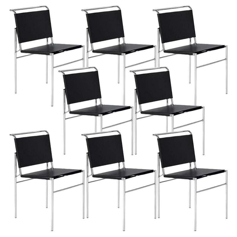 Contemporary Style Side Chair Metal Open Back Dining Room Chair for Indoor Black 8 Piece Set Clearhalo 'Dining Chairs' 'Dining Tables & Seating' 'dining_chair' 'furn' 'furn_dining_chair' 'Furniture' 'Kitchen & Dining Furniture' 7499736
