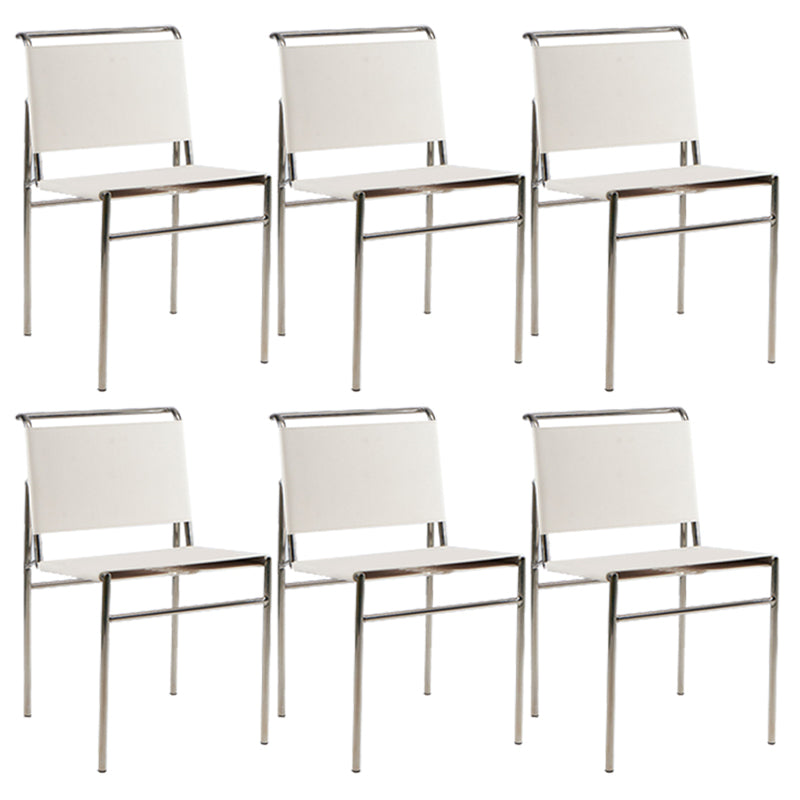 Contemporary Style Side Chair Metal Open Back Dining Room Chair for Indoor White 6 Piece Set Clearhalo 'Dining Chairs' 'Dining Tables & Seating' 'dining_chair' 'furn' 'furn_dining_chair' 'Furniture' 'Kitchen & Dining Furniture' 7499745