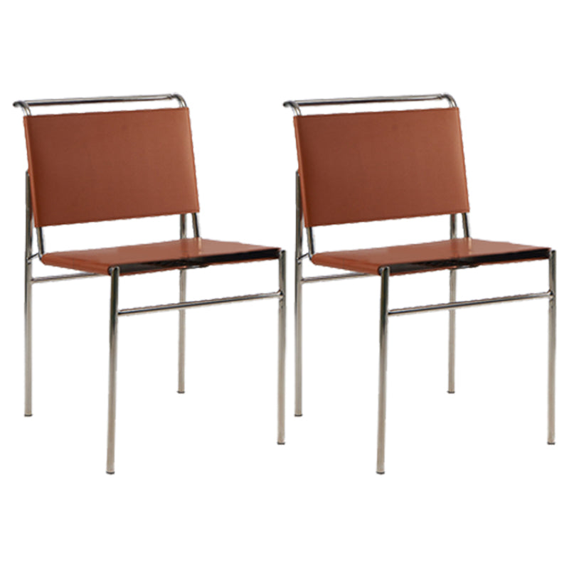 Contemporary Style Side Chair Metal Open Back Dining Room Chair for Indoor Brown 2 Piece Set Clearhalo 'Dining Chairs' 'Dining Tables & Seating' 'dining_chair' 'furn' 'furn_dining_chair' 'Furniture' 'Kitchen & Dining Furniture' 7499750