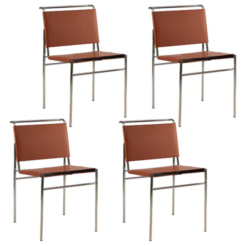 Contemporary Style Side Chair Metal Open Back Dining Room Chair for Indoor Brown 4 Piece Set Clearhalo 'Dining Chairs' 'Dining Tables & Seating' 'dining_chair' 'furn' 'furn_dining_chair' 'Furniture' 'Kitchen & Dining Furniture' 7499751