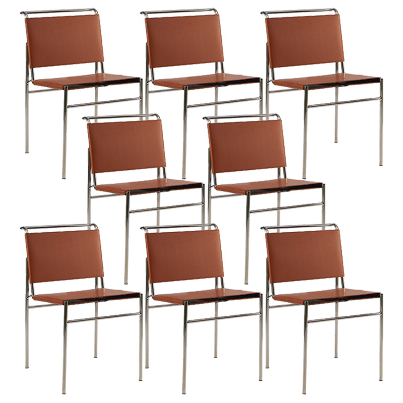 Contemporary Style Side Chair Metal Open Back Dining Room Chair for Indoor Brown 8 Piece Set Clearhalo 'Dining Chairs' 'Dining Tables & Seating' 'dining_chair' 'furn' 'furn_dining_chair' 'Furniture' 'Kitchen & Dining Furniture' 7499753