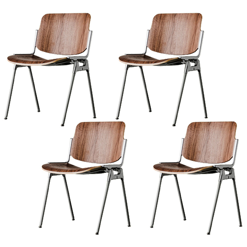 Modern Side Chair Metal Open Back Dining Room Chair for Home Walnut 4 Piece Set Clearhalo 'Dining Chairs' 'Dining Tables & Seating' 'dining_chair' 'furn' 'furn_dining_chair' 'Furniture' 'Kitchen & Dining Furniture' 7499778