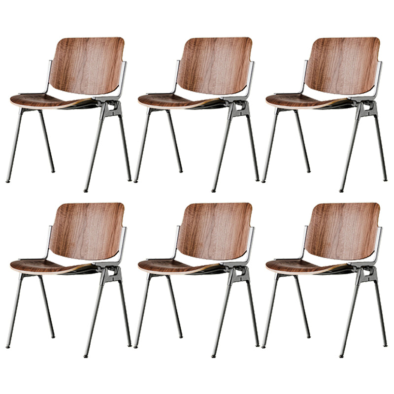Modern Side Chair Metal Open Back Dining Room Chair for Home Walnut 6 Piece Set Clearhalo 'Dining Chairs' 'Dining Tables & Seating' 'dining_chair' 'furn' 'furn_dining_chair' 'Furniture' 'Kitchen & Dining Furniture' 7499779