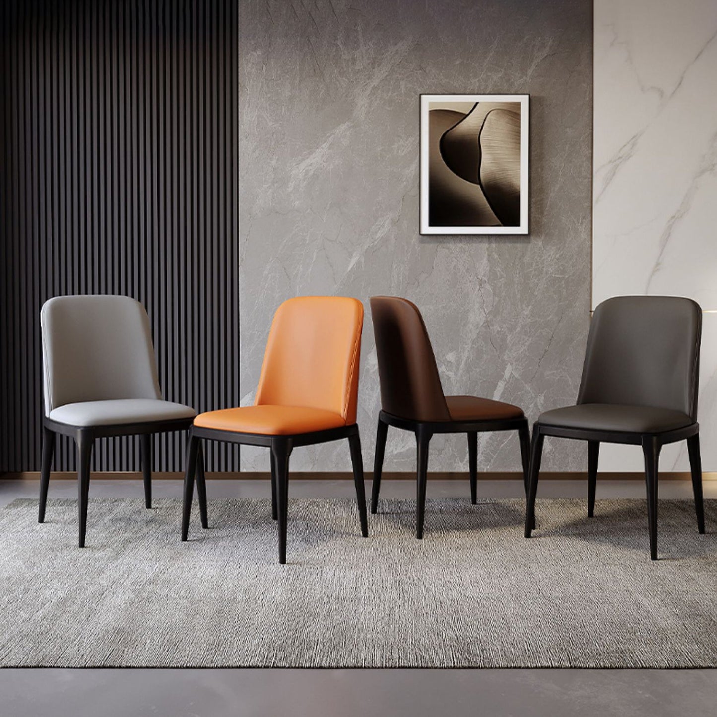 Modern Backrest Armless Leather Chair with Plastic Legs for Dining Room Clearhalo 'Dining Chairs' 'Dining Tables & Seating' 'dining_chair' 'furn' 'furn_dining_chair' 'Furniture' 'Kitchen & Dining Furniture' 7499782