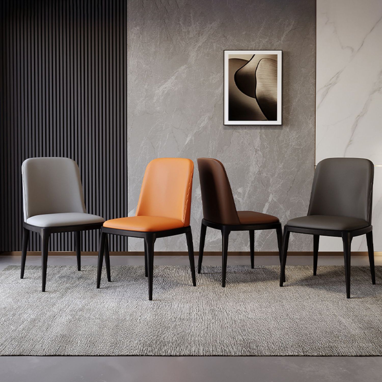 Modern Backrest Armless Leather Chair with Plastic Legs for Dining Room Clearhalo 'Dining Chairs' 'Dining Tables & Seating' 'dining_chair' 'furn' 'furn_dining_chair' 'Furniture' 'Kitchen & Dining Furniture' 7499782