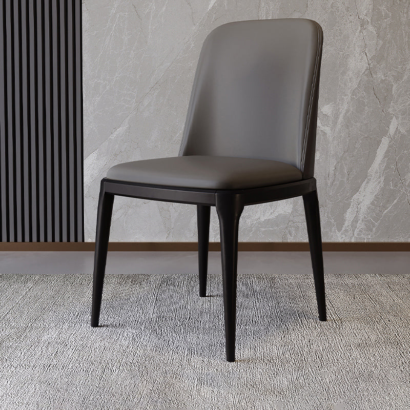 Modern Backrest Armless Leather Chair with Plastic Legs for Dining Room Dark Gray 1 Piece Black Clearhalo 'Dining Chairs' 'Dining Tables & Seating' 'dining_chair' 'furn' 'furn_dining_chair' 'Furniture' 'Kitchen & Dining Furniture' 7499783