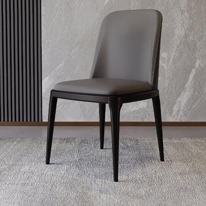 Modern Backrest Armless Leather Chair with Plastic Legs for Dining Room Dark Gray 1 Piece Black Clearhalo 'Dining Chairs' 'Dining Tables & Seating' 'dining_chair' 'furn' 'furn_dining_chair' 'Furniture' 'Kitchen & Dining Furniture' 7499783