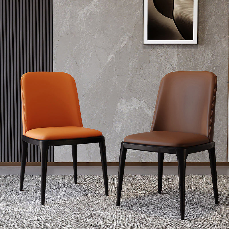 Modern Backrest Armless Leather Chair with Plastic Legs for Dining Room Clearhalo 'Dining Chairs' 'Dining Tables & Seating' 'dining_chair' 'furn' 'furn_dining_chair' 'Furniture' 'Kitchen & Dining Furniture' 7499789
