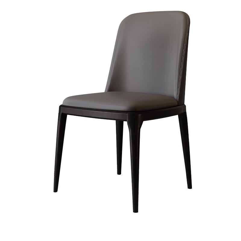 Modern Backrest Armless Leather Chair with Plastic Legs for Dining Room Clearhalo 'Dining Chairs' 'Dining Tables & Seating' 'dining_chair' 'furn' 'furn_dining_chair' 'Furniture' 'Kitchen & Dining Furniture' 7499790