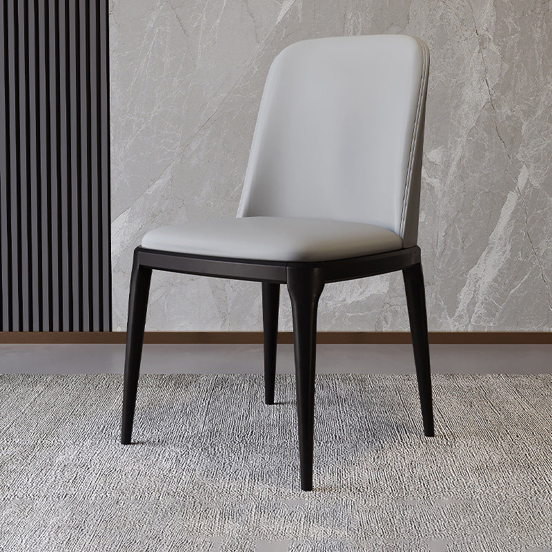 Modern Backrest Armless Leather Chair with Plastic Legs for Dining Room Light Gray 1 Piece Black Clearhalo 'Dining Chairs' 'Dining Tables & Seating' 'dining_chair' 'furn' 'furn_dining_chair' 'Furniture' 'Kitchen & Dining Furniture' 7499792