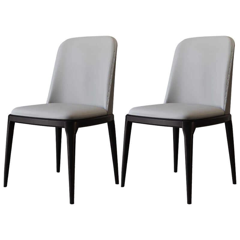 Modern Backrest Armless Leather Chair with Plastic Legs for Dining Room Light Gray 2 Piece Set Black Clearhalo 'Dining Chairs' 'Dining Tables & Seating' 'dining_chair' 'furn' 'furn_dining_chair' 'Furniture' 'Kitchen & Dining Furniture' 7499795