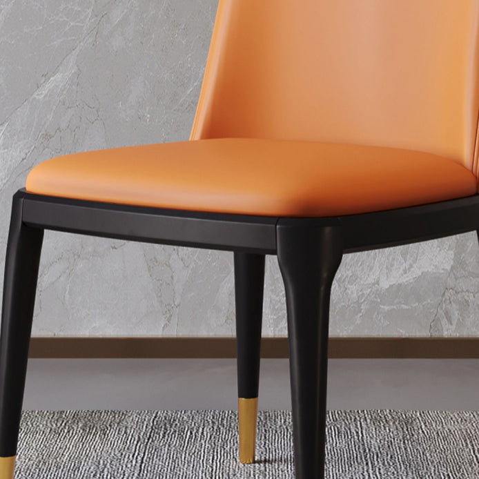 Modern Backrest Armless Leather Chair with Plastic Legs for Dining Room Clearhalo 'Dining Chairs' 'Dining Tables & Seating' 'dining_chair' 'furn' 'furn_dining_chair' 'Furniture' 'Kitchen & Dining Furniture' 7499796