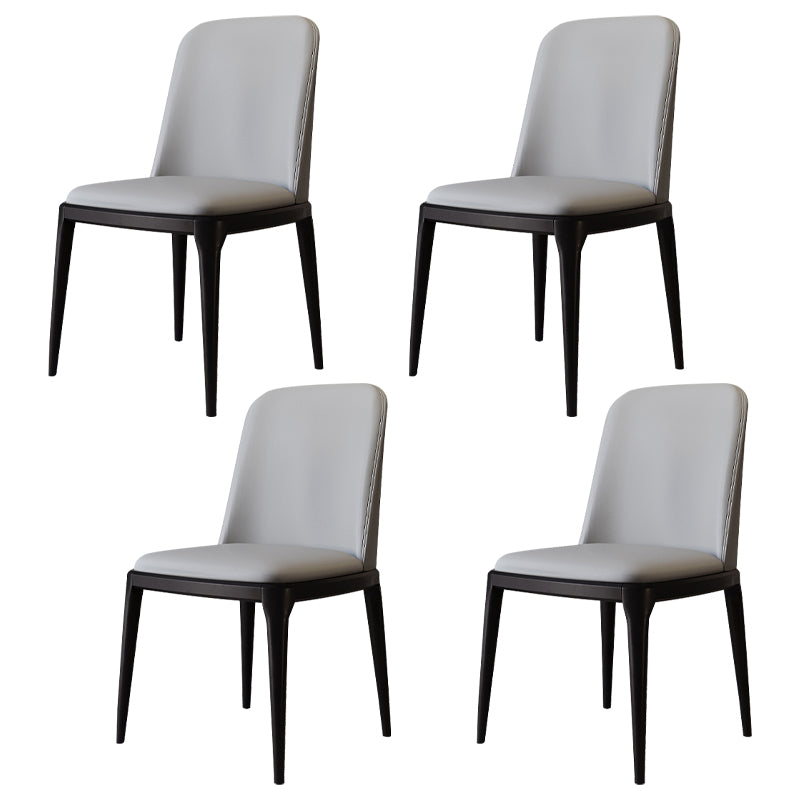 Modern Backrest Armless Leather Chair with Plastic Legs for Dining Room Light Gray 4 Piece Set Black Clearhalo 'Dining Chairs' 'Dining Tables & Seating' 'dining_chair' 'furn' 'furn_dining_chair' 'Furniture' 'Kitchen & Dining Furniture' 7499797