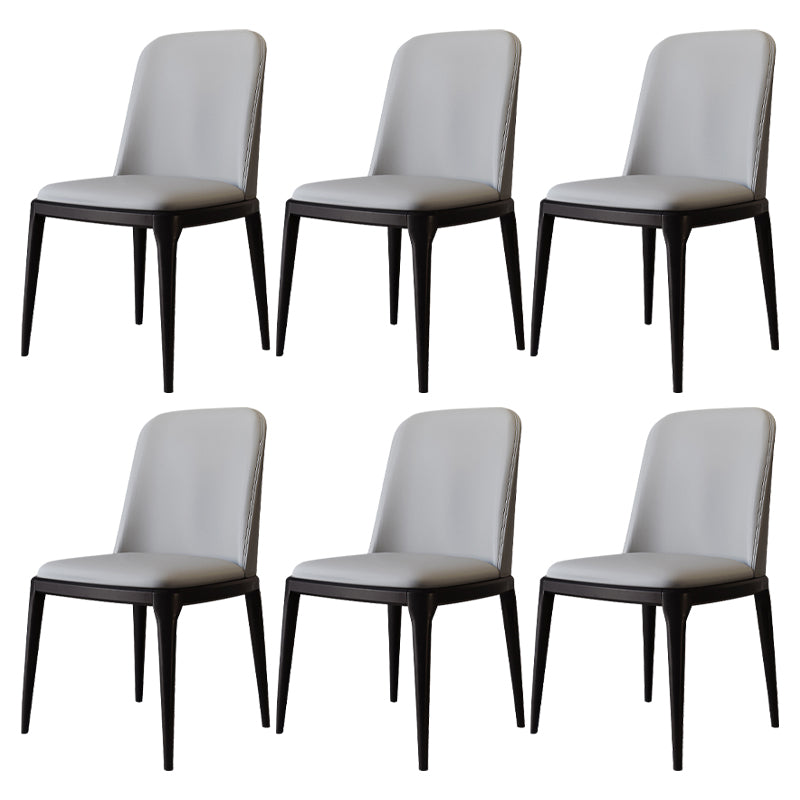 Modern Backrest Armless Leather Chair with Plastic Legs for Dining Room Light Gray 6 Piece Set Black Clearhalo 'Dining Chairs' 'Dining Tables & Seating' 'dining_chair' 'furn' 'furn_dining_chair' 'Furniture' 'Kitchen & Dining Furniture' 7499798