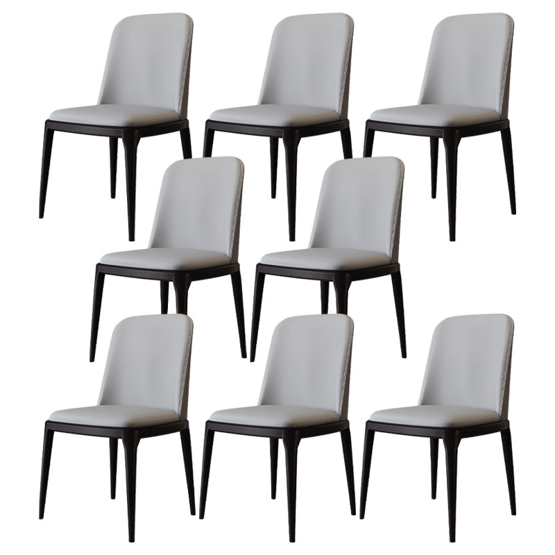 Modern Backrest Armless Leather Chair with Plastic Legs for Dining Room Light Gray 8 Piece Set Black Clearhalo 'Dining Chairs' 'Dining Tables & Seating' 'dining_chair' 'furn' 'furn_dining_chair' 'Furniture' 'Kitchen & Dining Furniture' 7499800