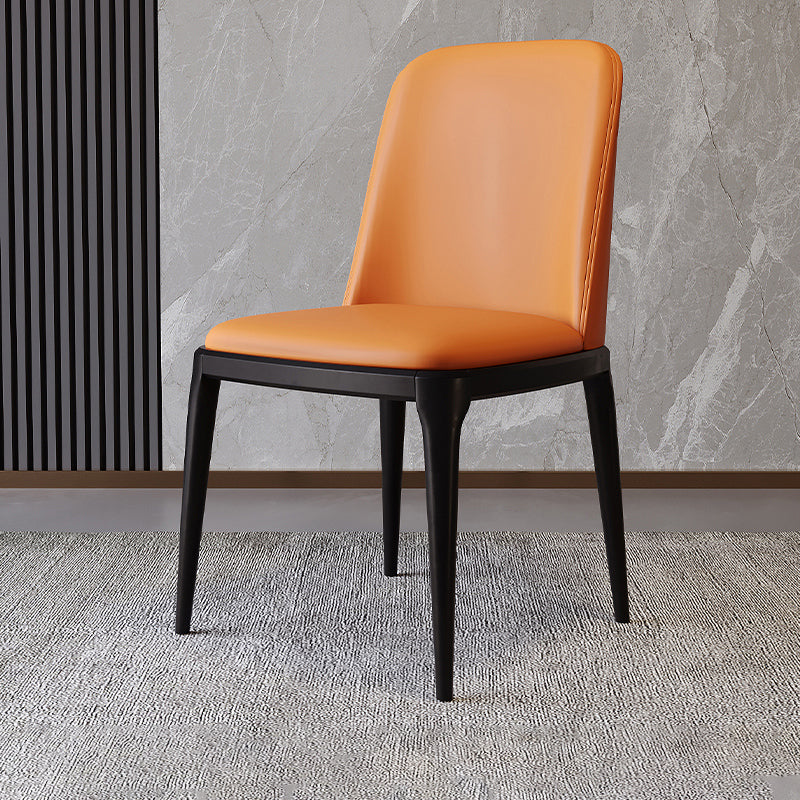 Modern Backrest Armless Leather Chair with Plastic Legs for Dining Room Orange 1 Piece Black Clearhalo 'Dining Chairs' 'Dining Tables & Seating' 'dining_chair' 'furn' 'furn_dining_chair' 'Furniture' 'Kitchen & Dining Furniture' 7499806