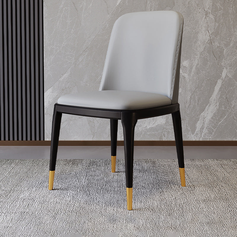 Modern Backrest Armless Leather Chair with Plastic Legs for Dining Room Light Gray 1 Piece Black Gold Clearhalo 'Dining Chairs' 'Dining Tables & Seating' 'dining_chair' 'furn' 'furn_dining_chair' 'Furniture' 'Kitchen & Dining Furniture' 7499816