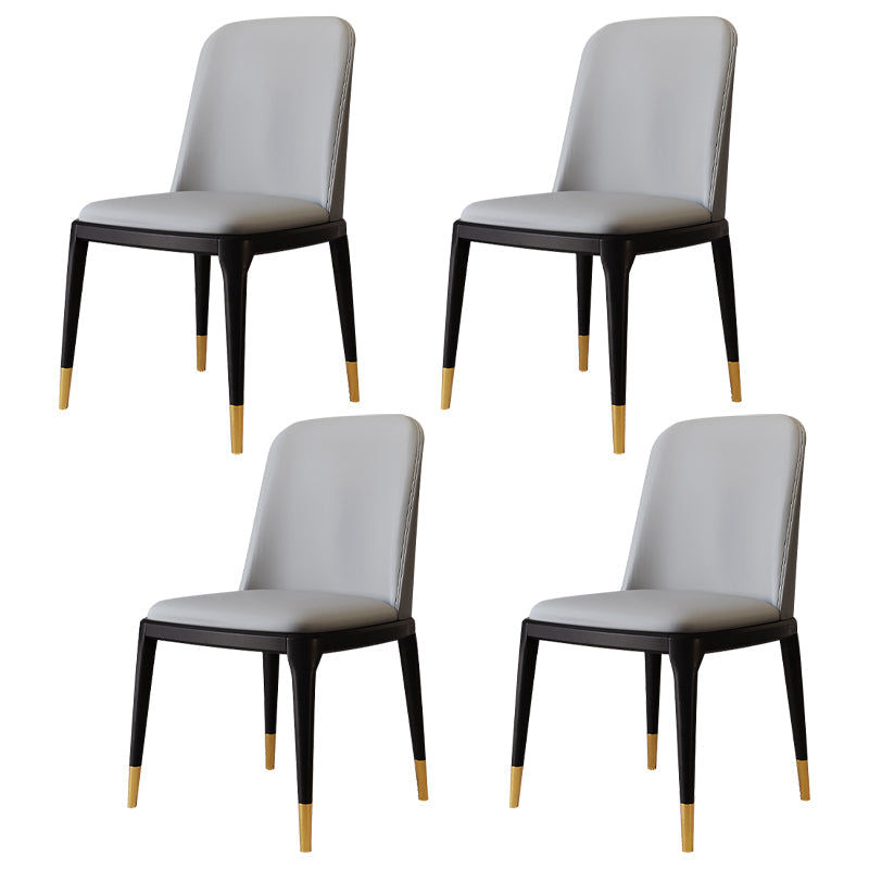 Modern Backrest Armless Leather Chair with Plastic Legs for Dining Room Light Gray 4 Piece Set Black Gold Clearhalo 'Dining Chairs' 'Dining Tables & Seating' 'dining_chair' 'furn' 'furn_dining_chair' 'Furniture' 'Kitchen & Dining Furniture' 7499818