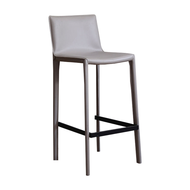 Faux Leather Armless Bar Stool Nordic Style Low Back Bar Stools for Living Room