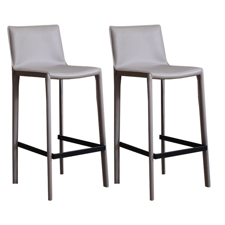 Faux Leather Armless Bar Stool Nordic Style Low Back Bar Stools for Living Room