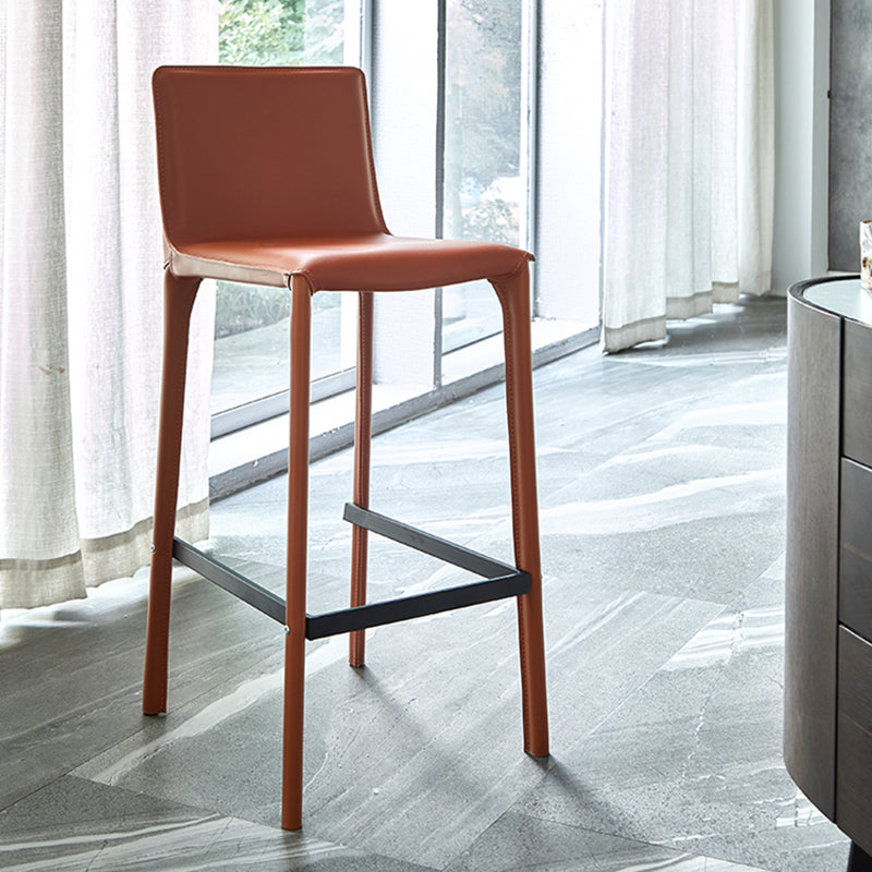 Faux Leather Armless Bar Stool Nordic Style Low Back Bar Stools for Living Room