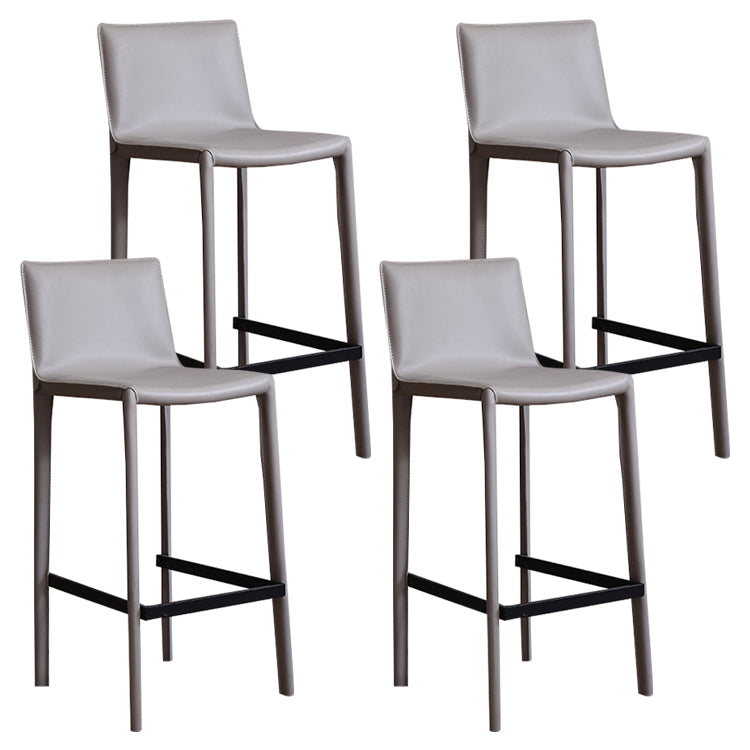 Faux Leather Armless Bar Stool Nordic Style Low Back Bar Stools for Living Room
