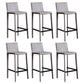 Faux Leather Armless Bar Stool Nordic Style Low Back Bar Stools for Living Room