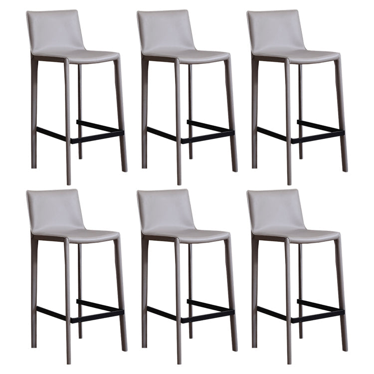 Faux Leather Armless Bar Stool Nordic Style Low Back Bar Stools for Living Room