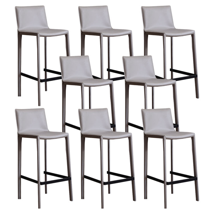 Faux Leather Armless Bar Stool Nordic Style Low Back Bar Stools for Living Room