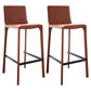 Faux Leather Armless Bar Stool Nordic Style Low Back Bar Stools for Living Room