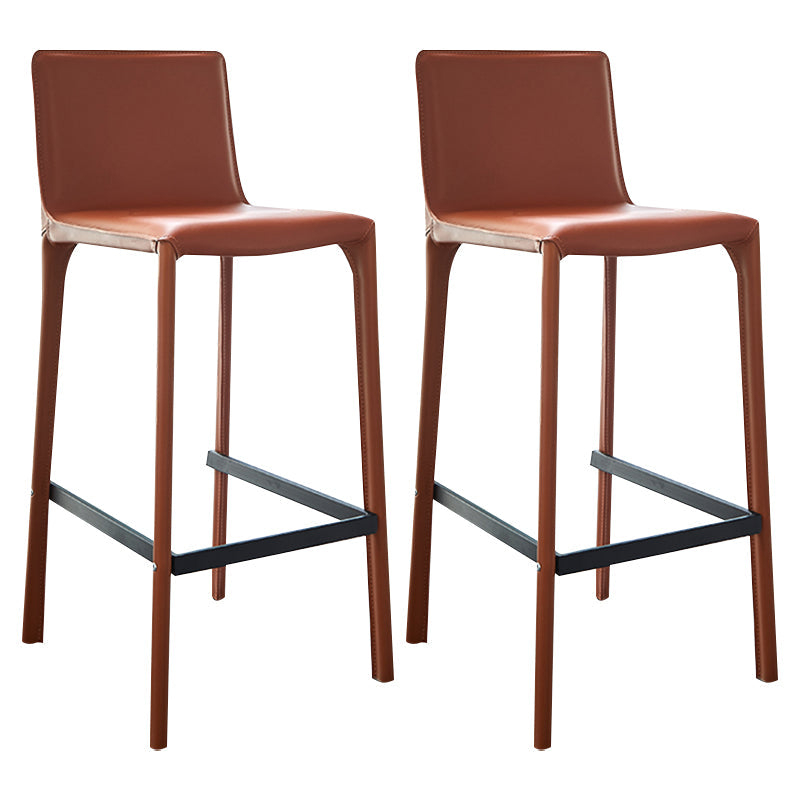 Faux Leather Armless Bar Stool Nordic Style Low Back Bar Stools for Living Room