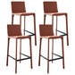Faux Leather Armless Bar Stool Nordic Style Low Back Bar Stools for Living Room