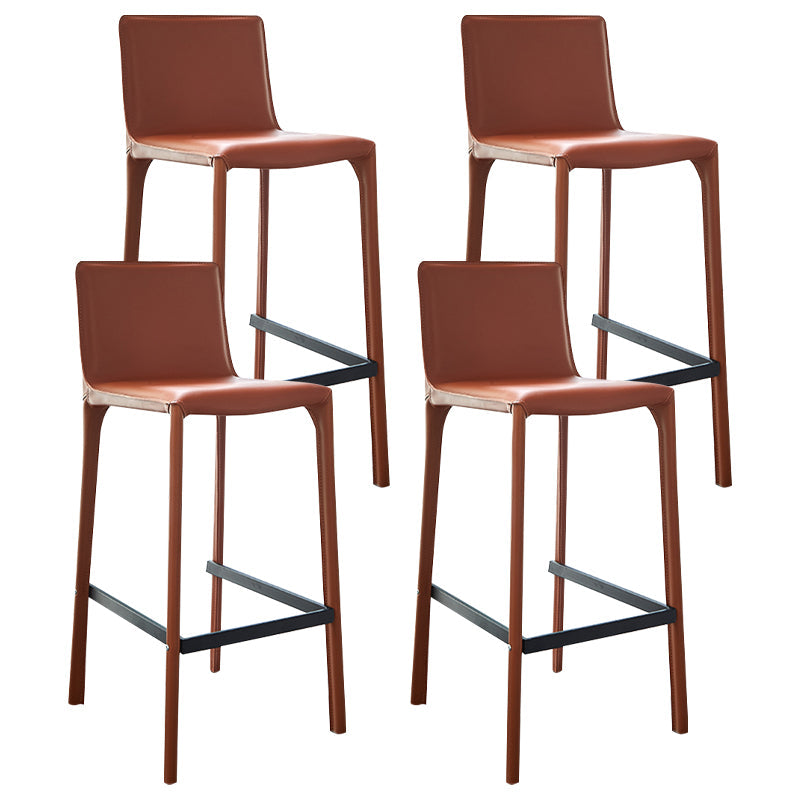 Faux Leather Armless Bar Stool Nordic Style Low Back Bar Stools for Living Room