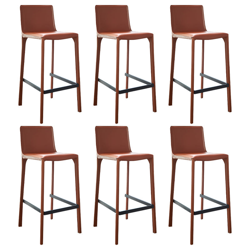 Faux Leather Armless Bar Stool Nordic Style Low Back Bar Stools for Living Room