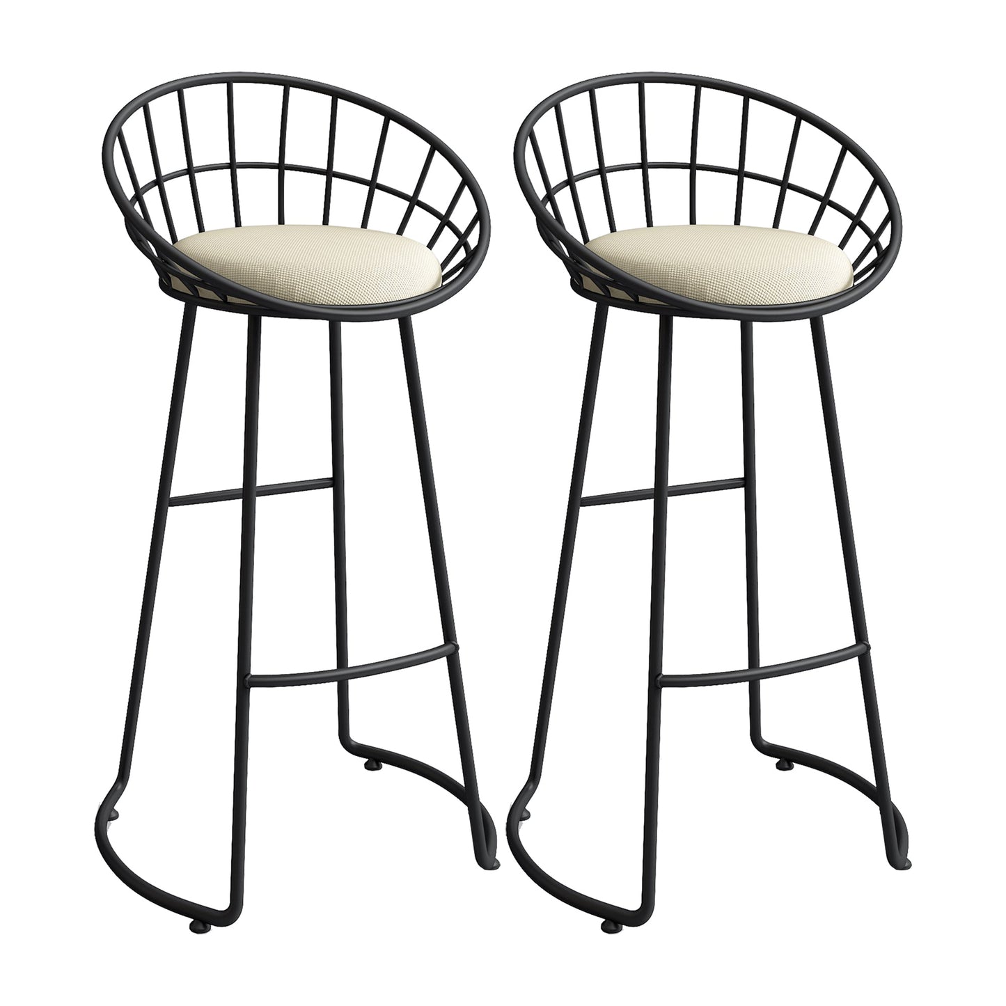 Low Back Bar Stools Glam Metal Dining Stools with Metal Base Black 2 Piece Set Round Clearhalo 'Bar Furniture' 'Bar Stools' 'bar_stools' 'furn' 'furn_bar_stools' 'Furniture' 'Kitchen & Dining Furniture' 7499879