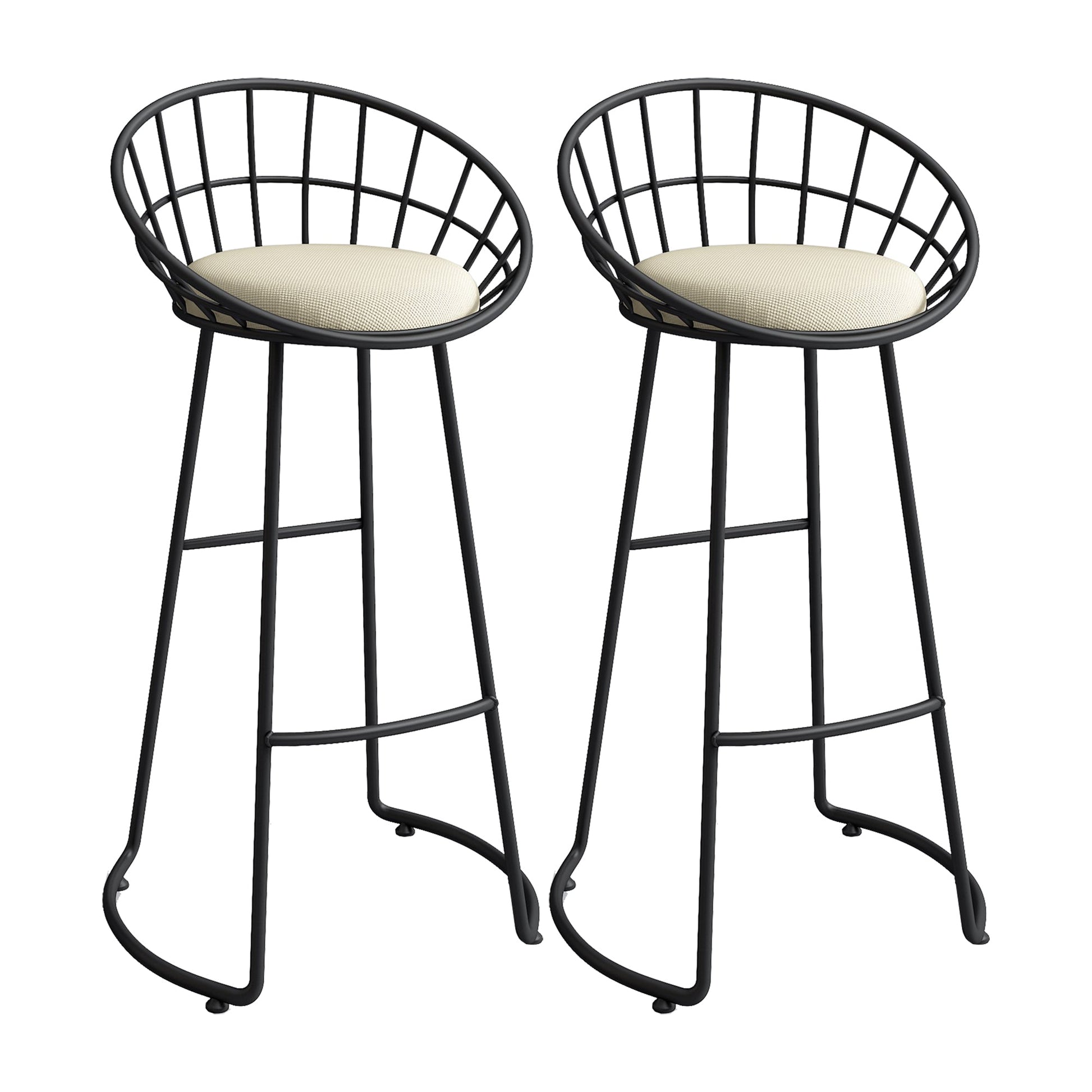 Low Back Bar Stools Glam Metal Dining Stools with Metal Base Black 2 Piece Set Round Clearhalo 'Bar Furniture' 'Bar Stools' 'bar_stools' 'furn' 'furn_bar_stools' 'Furniture' 'Kitchen & Dining Furniture' 7499879