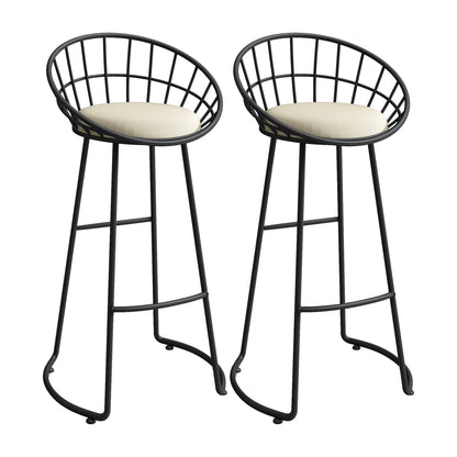 Low Back Bar Stools Glam Metal Dining Stools with Metal Base Black 2 Piece Set Round Clearhalo 'Bar Furniture' 'Bar Stools' 'bar_stools' 'furn' 'furn_bar_stools' 'Furniture' 'Kitchen & Dining Furniture' 7499879