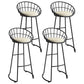 Low Back Bar Stools Glam Metal Dining Stools with Metal Base Black 4 Piece Set Round Clearhalo 'Bar Furniture' 'Bar Stools' 'bar_stools' 'furn' 'furn_bar_stools' 'Furniture' 'Kitchen & Dining Furniture' 7499880