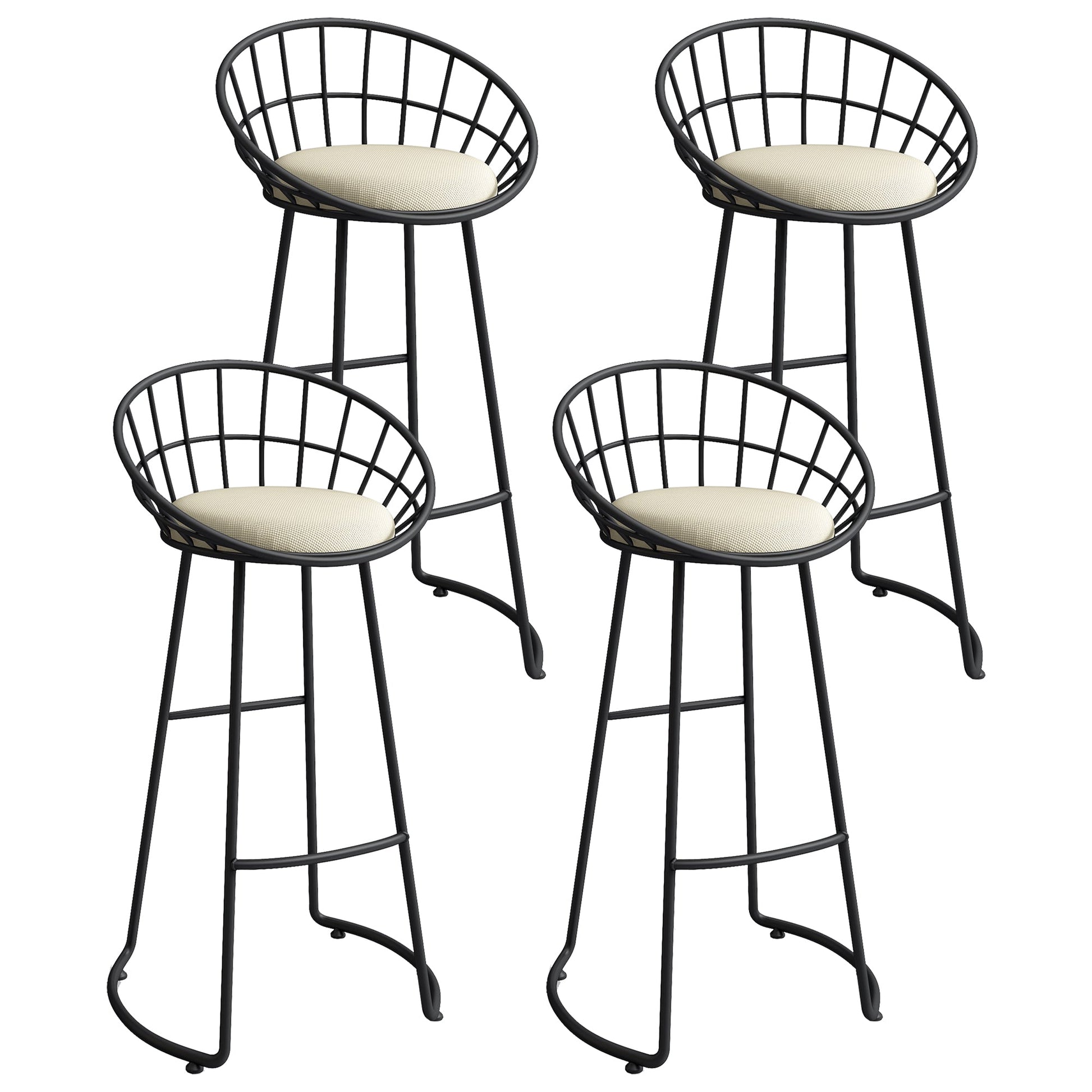 Low Back Bar Stools Glam Metal Dining Stools with Metal Base Black 4 Piece Set Round Clearhalo 'Bar Furniture' 'Bar Stools' 'bar_stools' 'furn' 'furn_bar_stools' 'Furniture' 'Kitchen & Dining Furniture' 7499880