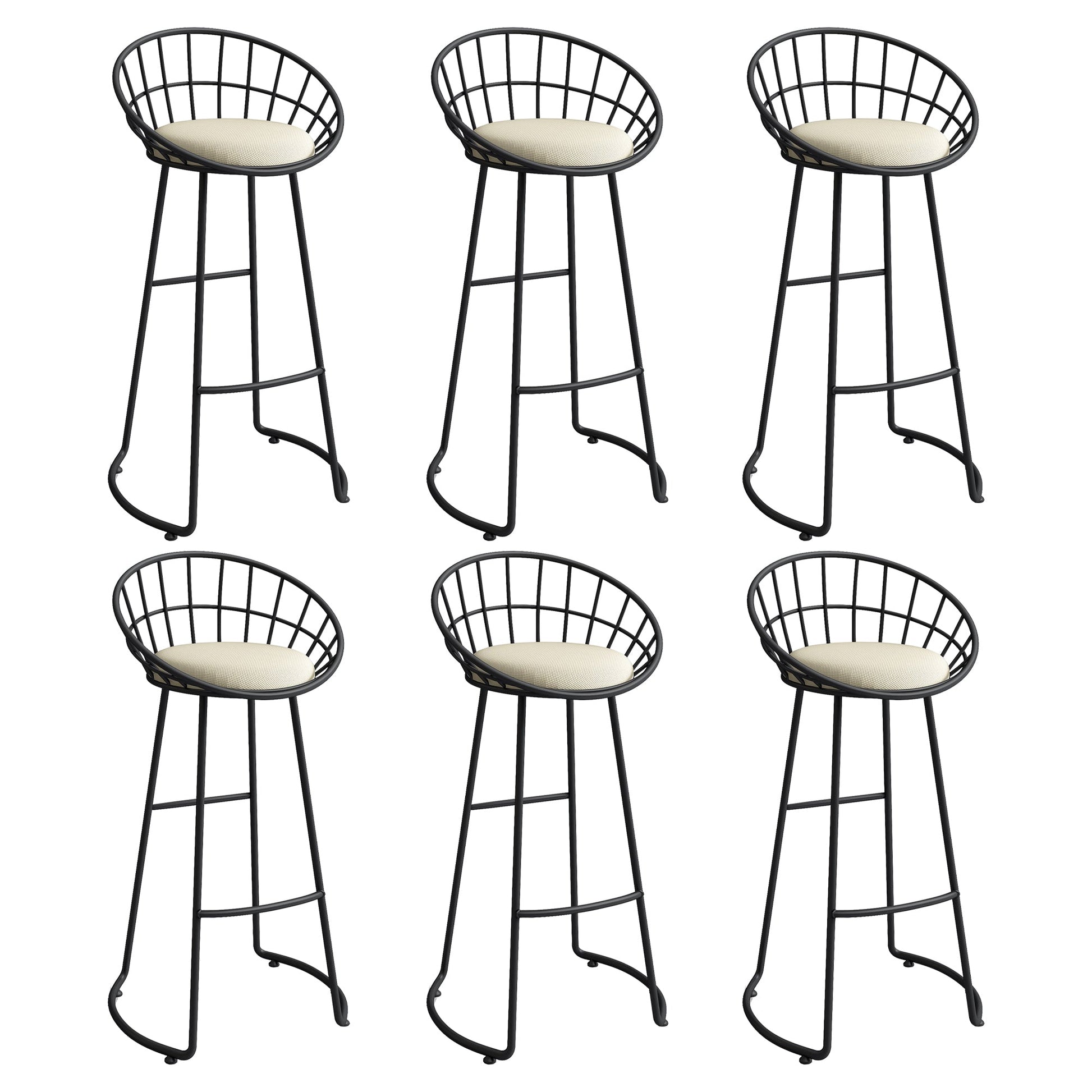 Low Back Bar Stools Glam Metal Dining Stools with Metal Base Black 6 Piece Set Round Clearhalo 'Bar Furniture' 'Bar Stools' 'bar_stools' 'furn' 'furn_bar_stools' 'Furniture' 'Kitchen & Dining Furniture' 7499882